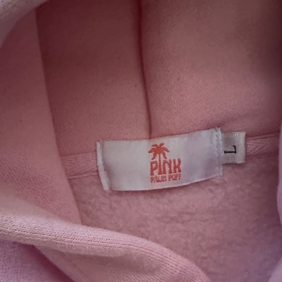 Women's Light Pink Hoodie with Red Palm Design - Picture 2 of 4